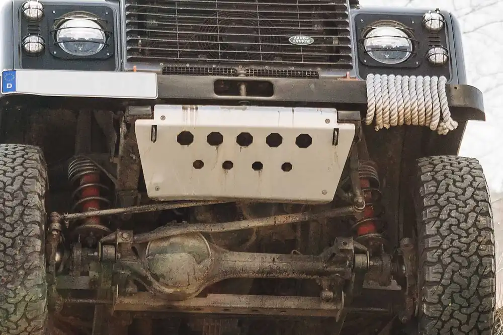 Unterfahrschutz, 6mm Alu, hochfeste Legierung, Land Rover Defender Baujahr 1983 bis 2016 Markenware