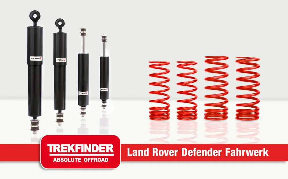 Höherlegungsfahrwerk für LAND ROVER Defender 110 mit RAID Dämpfern von TREKFINDER ca. +40 Millimeter Top-Angebot