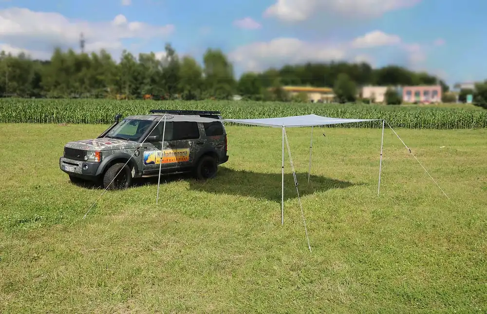 Roof Lodge Tarp mit Teleskop-Stangen und Befestigungsmaterial Super-Preis
