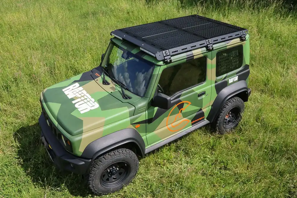 Günstig CargoBear 2.0 Systemdachträger inkl. Windschott und Abschlussträger - für Suzuki Jimny II, GJ / HJ
