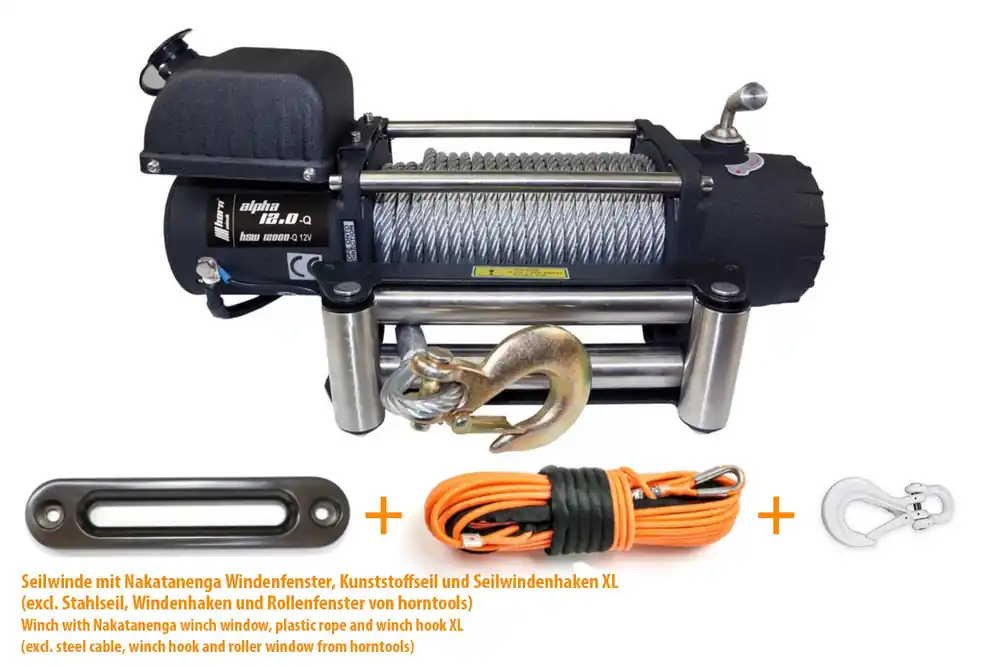 Preiswert Seilwinde Horntools Alpha 12.0 mit 5,4to Zugkraft, 12 Volt Elektrowinde, mit Windenseil