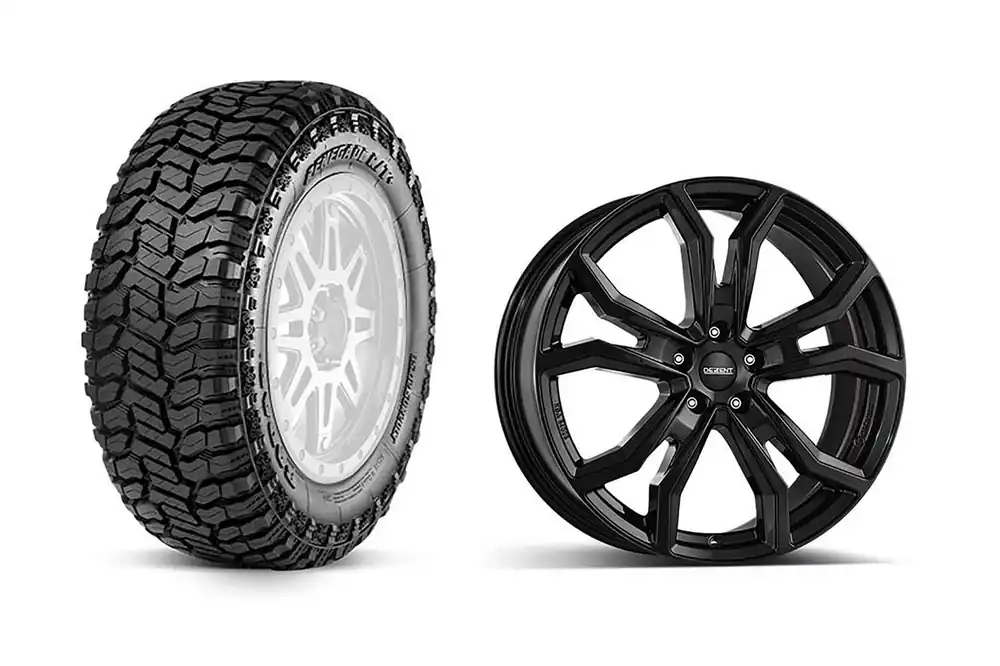 Aktuell Komplettradsatz für New Defender Radar Renegade R/T+ auf Alufelge Dezent TV black