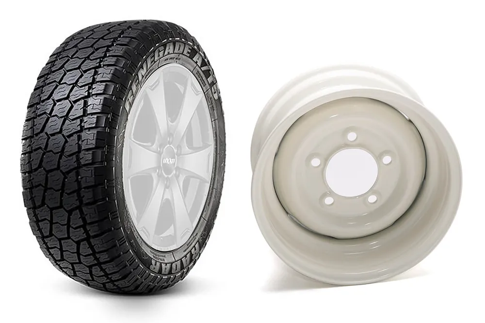 Finale Aktion Komplettradsatz Radar Renegade A/T-5 Allterrain 265/75R16 116S auf ANR-Stahlfelge für Defender