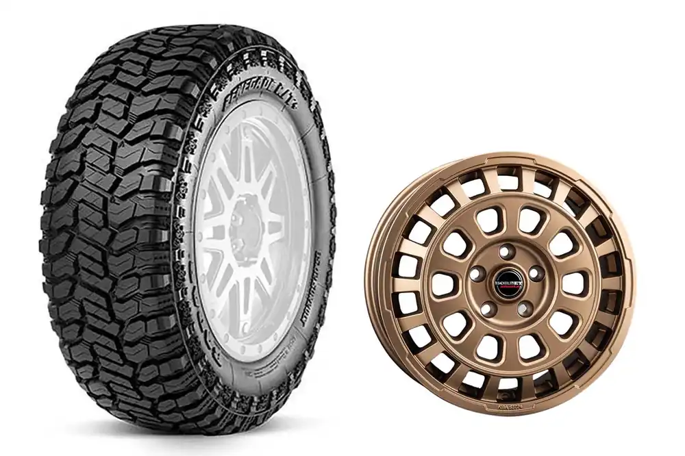 Grenadier Komplettradsatz Radar Renegade R/T +Mud Terrain 265/65R18 117Q auf Borbet CW7 Felgen Highlight