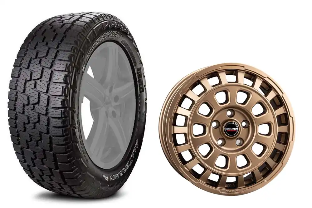 Direktkauf Grenadier Komplettradsatz Pirelli Scorpion A/T + All Terrain 265/65R18 114T auf Borbet CW7 Felgen