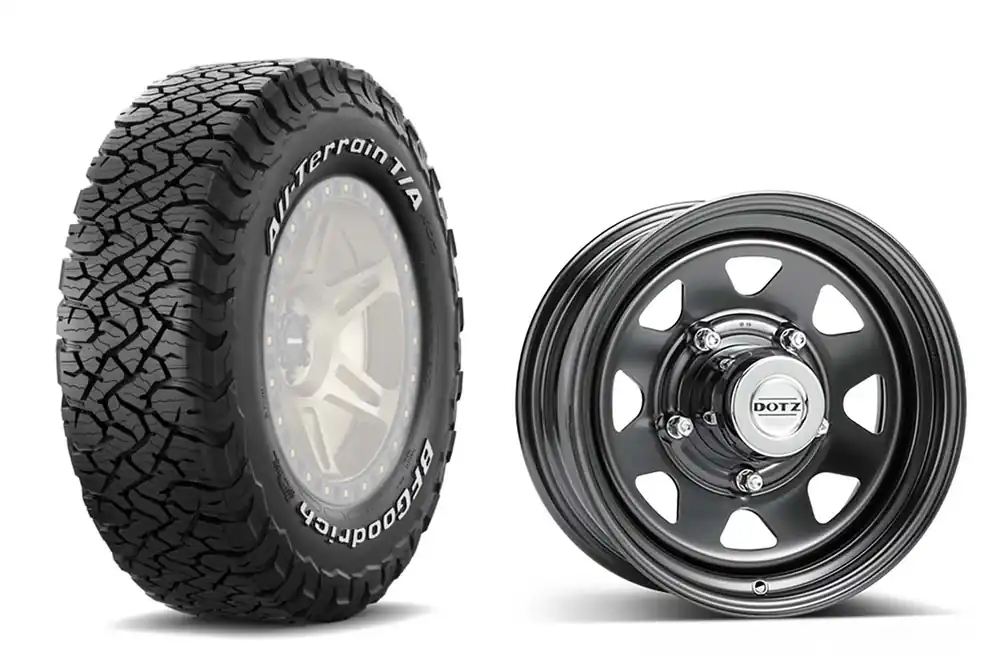 Online Kaufen Komplettradsatz BF Goodrich 235/85R16 All Terrain T/A KO3 auf Dotz Stahlfelge für Defender