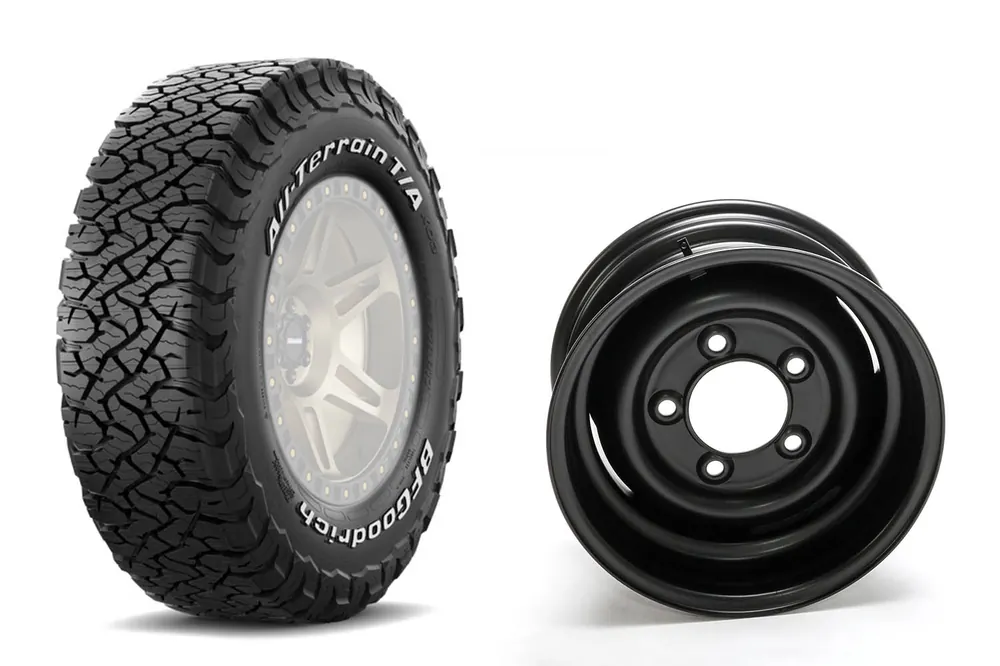 Markenprodukt Komplettradsatz BF Goodrich 265/75R16 All Terrain T/A KO3 auf ANR CLASSICS Stahlfelge für Defender