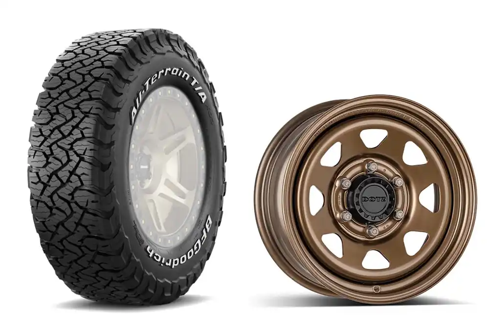 Komplettradsatz BF Goodrich 265/75R16 All Terrain T/A KO3 auf Dotz Stahlfelge für Defender Wochenendangebot