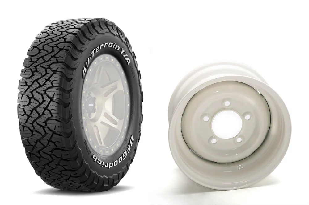 Bestpreis Komplettradsatz BF Goodrich 285/75R16 All Terrain T/A KO3 auf ANR CLASSICS Stahlfelge für Defender