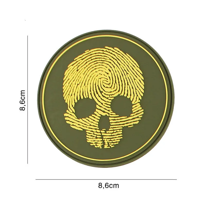 Klett Patch 3D PVC No. 5118 Fingerprint Skull gelb 8,6 x 8,6 cm Sale