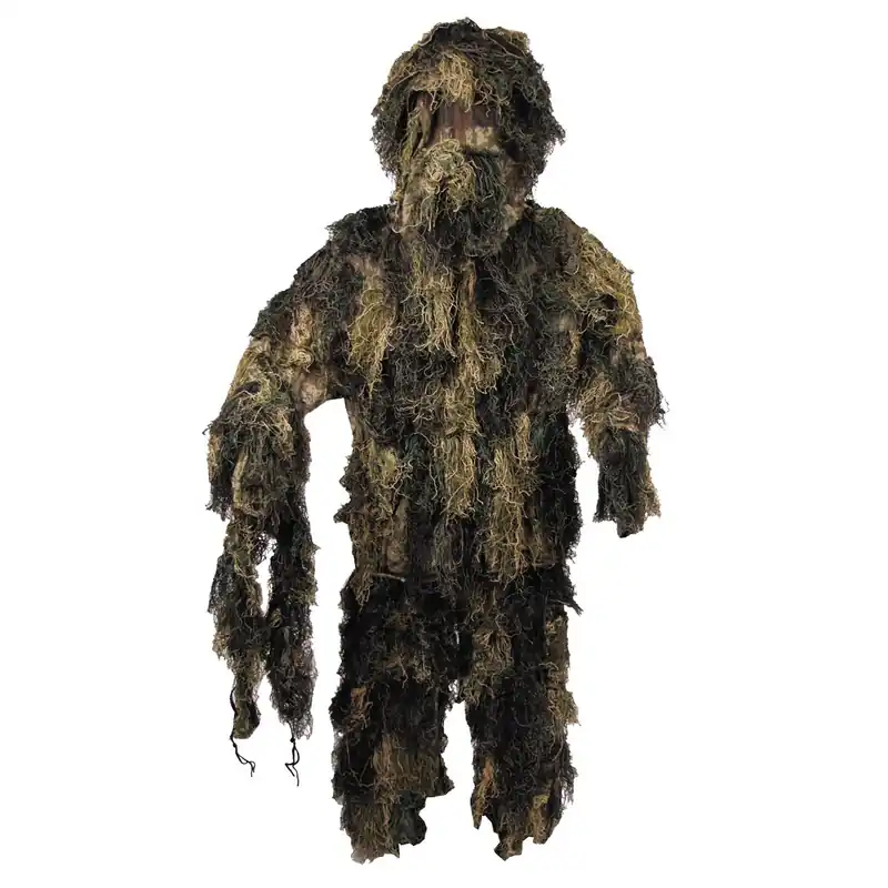 MFH Tarnanzug Ghillie mit Packsack und Abdeckung woodland Ausverkauf