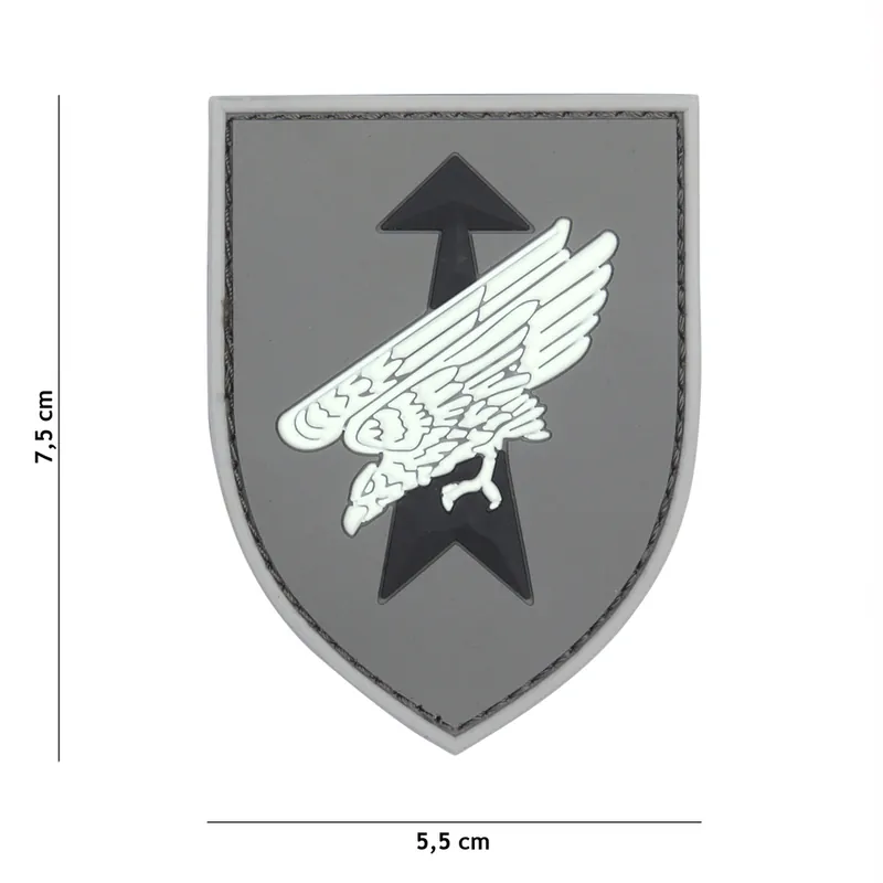 Nur Für Kurze Zeit Klett Patch 3D PVC No.2079 German Special Forces grau 5,5 x 7,5