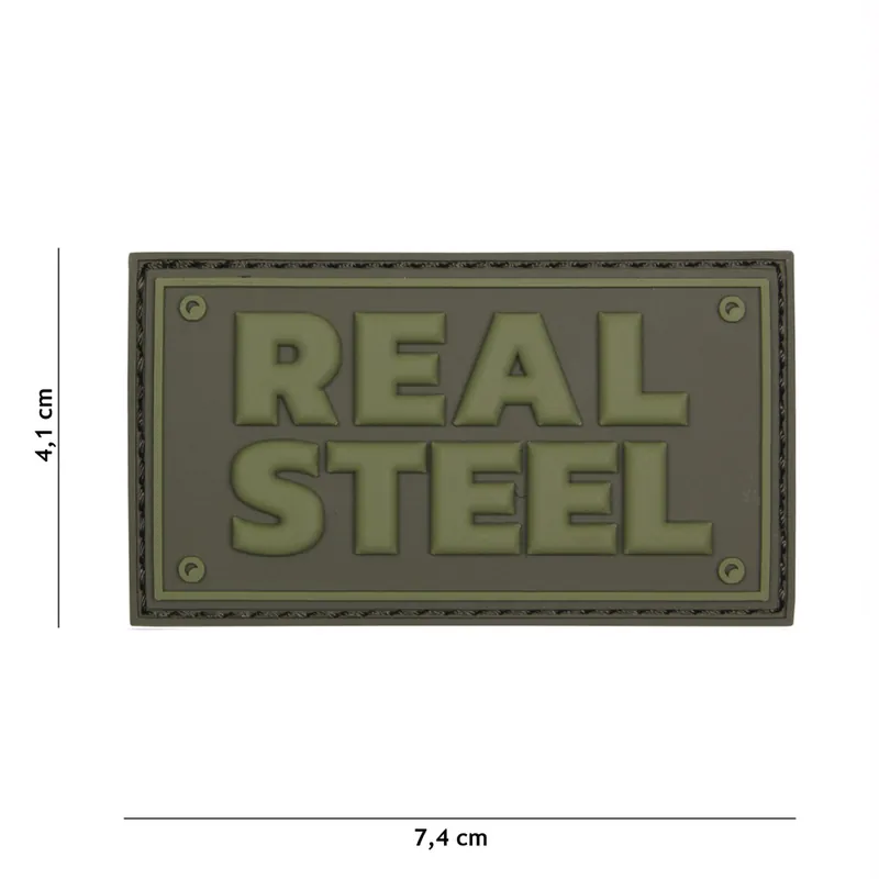 Schneller Versand Klett Patch 3D PVC No.16047 Real Steel grün 4,1 x 7,4