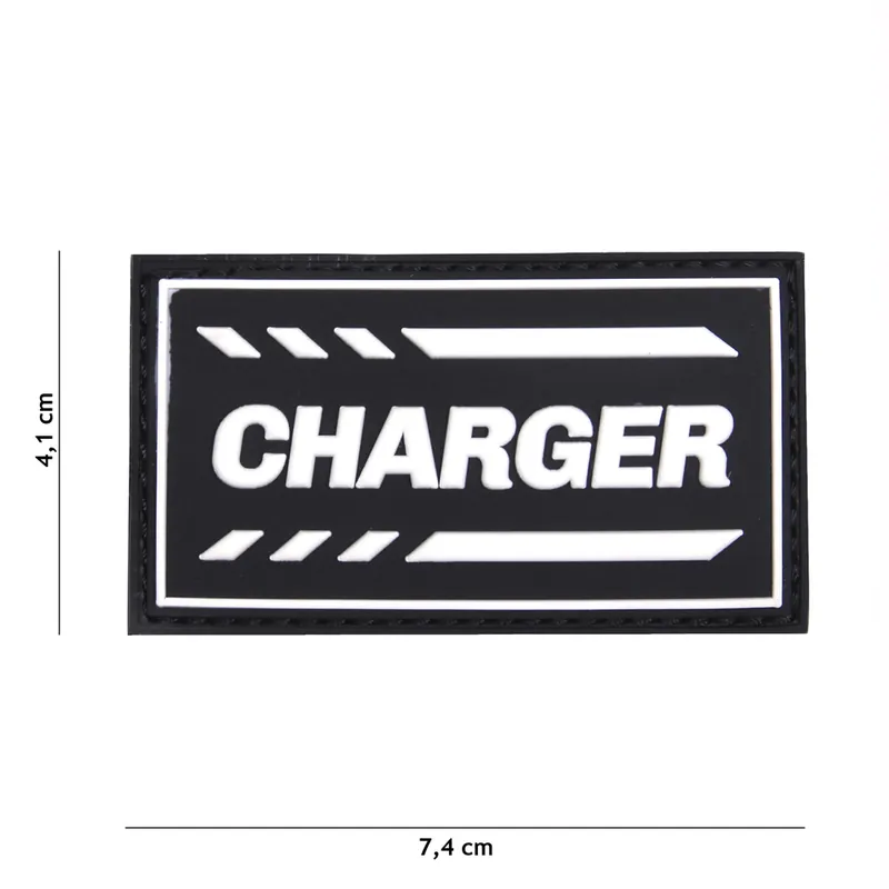 Top-Seller Klett Patch 3D PVC No.19038 Charger schwarz 4,1 x 7,4