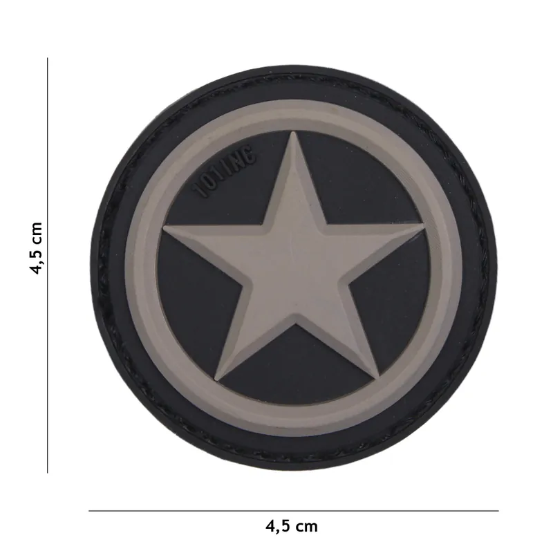 Neu Klett Patch 3D PVC No.18064 USA Stern grau bunt 4,5 x 4,5