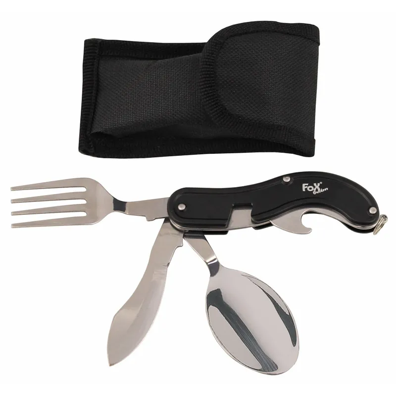 MFH Taschenm.-Besteck 4 in 1 teilbar schwarz Sonderaktion