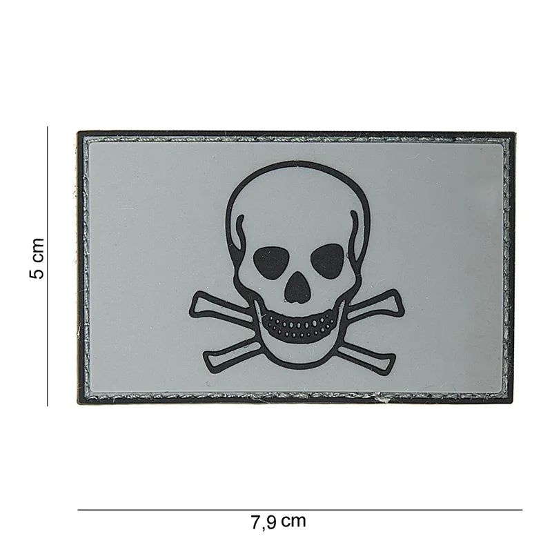 Klett Patch PVC No.10069 Skull and Bones grau/schwarz 4,9 x 8 Sichere Zahlung