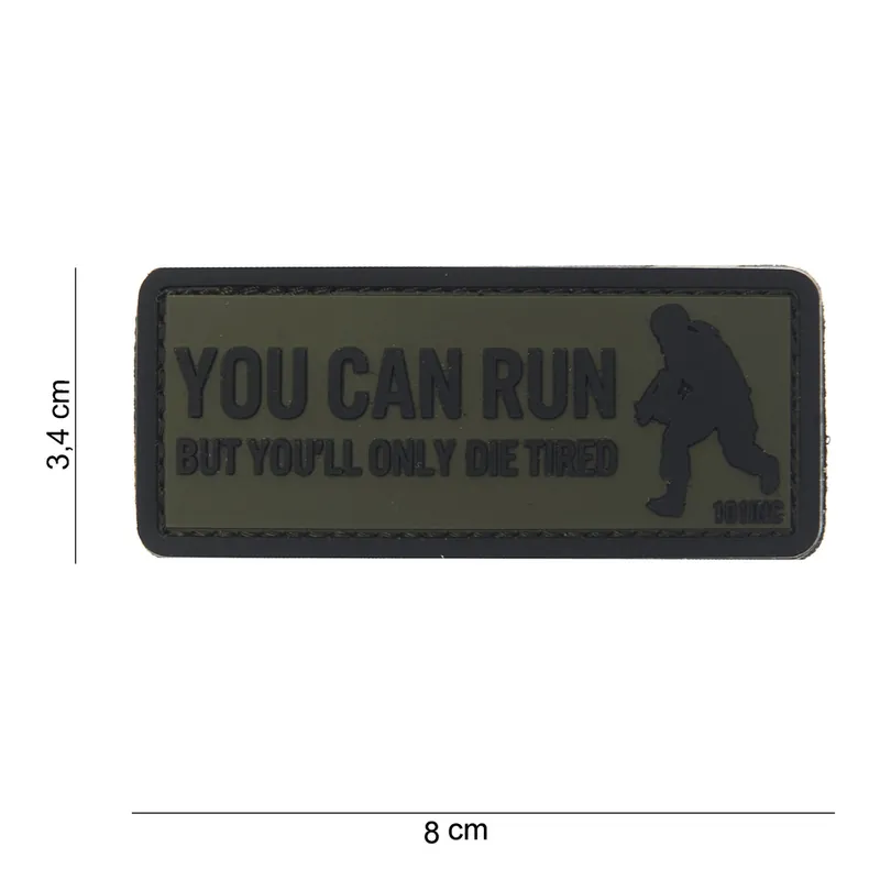 Begrenztes Angebot PVC Patch No.10066 YOU CAN RUN oliv 3,4 x 8