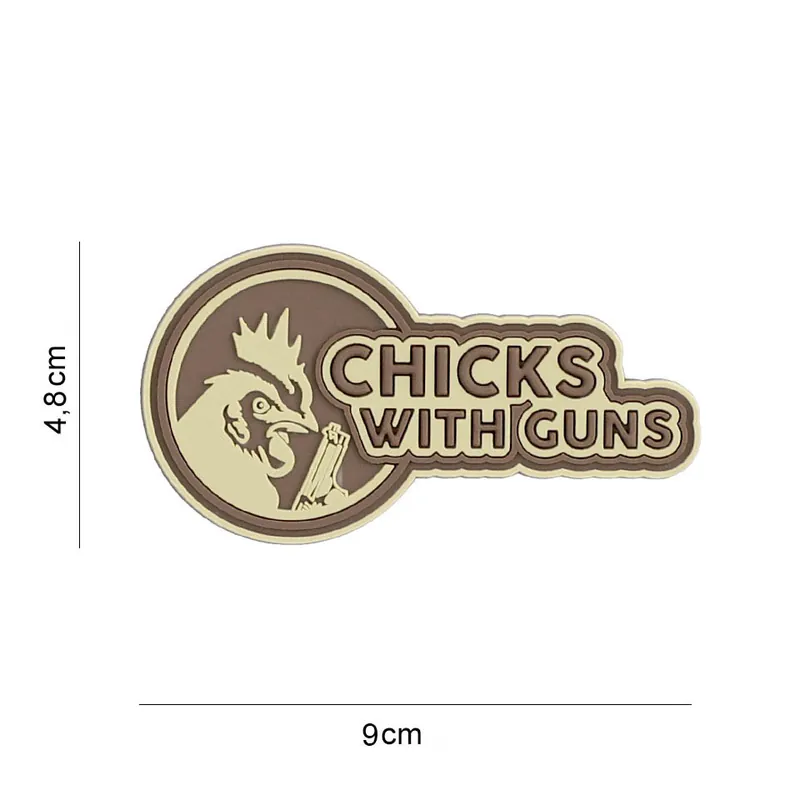 Klett Patch 3D PVC No.8095 Chicken with guns coyote 4,8 x 9 Preis Gesenkt