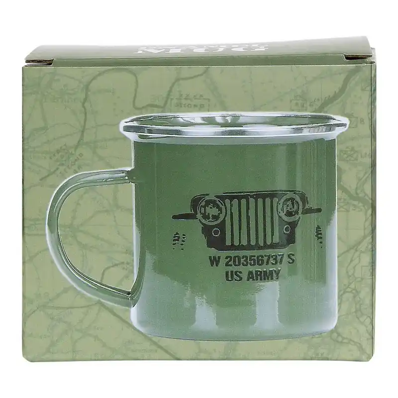 300 ml Trinkbecher Emaille mit Aufdruck US ARMY grün Must-Have