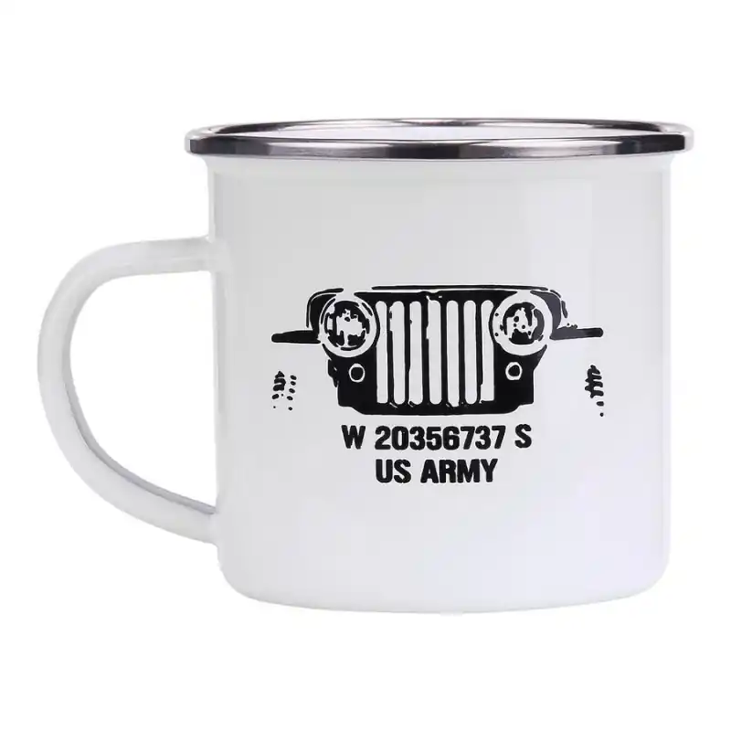 300 ml Trinkbecher Emaille mit Aufdruck US ARMY weiß Restposten Meistverkauft