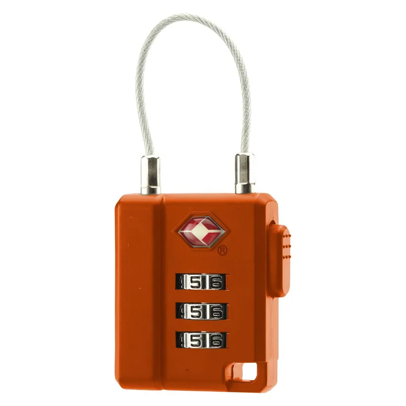 TSA Zahlenschloss mit Stahlseil orange Neu Im Sortiment