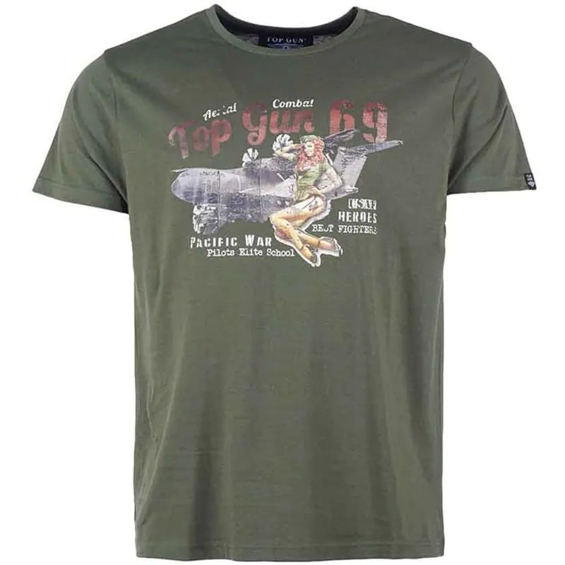 T-Shirt bedruckt Pin-Up oliv Restposten Highlight
