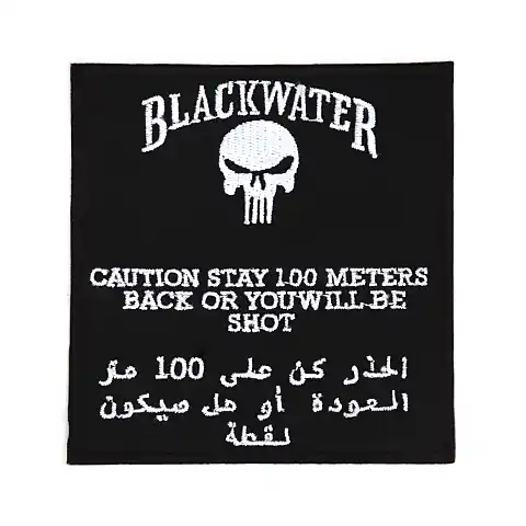 Aufnäher Blackwater schwarz/weiß 9,2 x 9,6 selbstklebend Preisknaller