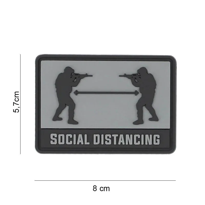Markenprodukt Klett Patch 3D PVC No.8098 Social distance grey 5,7 x 8