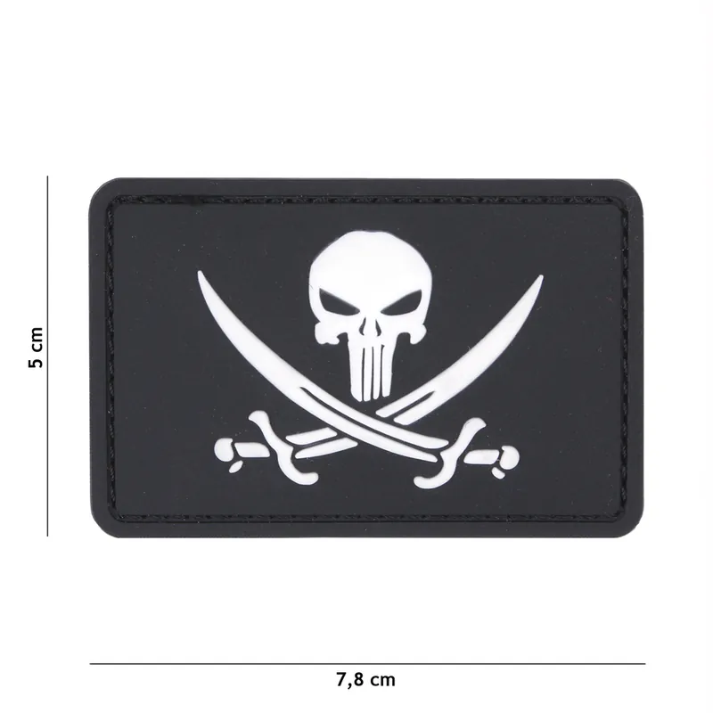Ausverkauf Klett Patch 3D PVC No.19077 Pirate schwarz/weiß 5,0 x 7,8