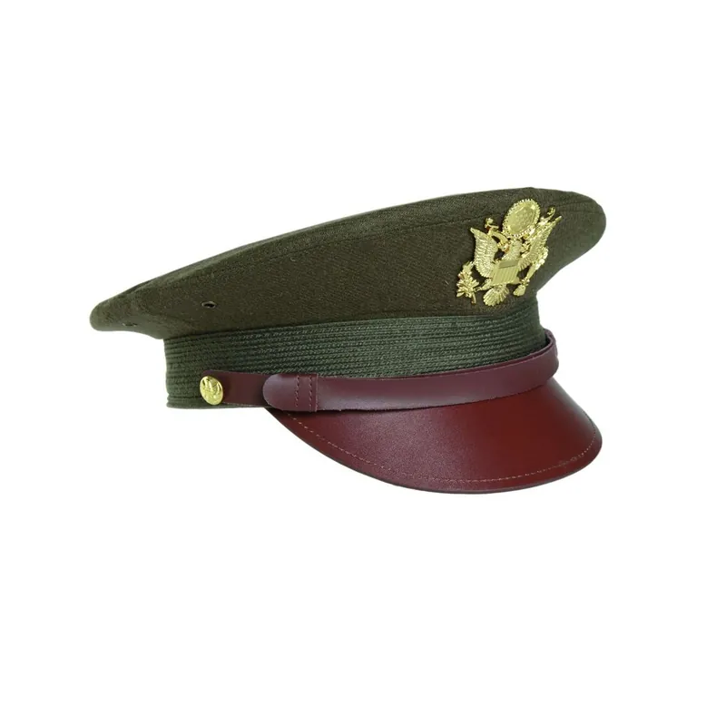 Begrenztes Angebot US Offiziers Visor Hat mit Abzeichen oliv