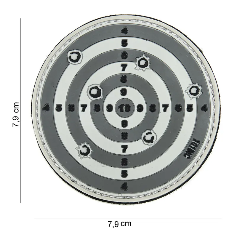 Neuheit Klett Patch 3D PVC No.14035 Zielscheibe Target grau/weiß 7,9 x 7,9