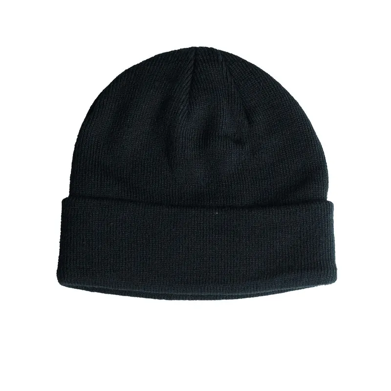 Billig Rollstrickmütze Feinstrick Polyacryl schwarz