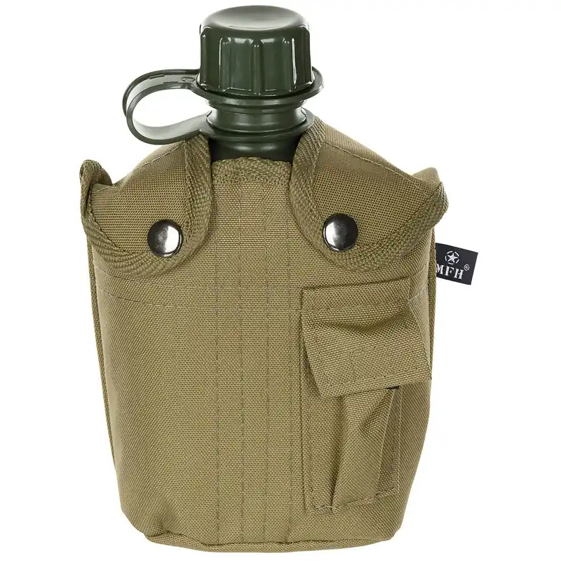 MFH US Import Feldflasche 1L Kunststoff BPA-frei mit Hülle coyote Neuheit