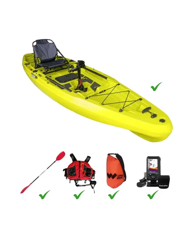 Begrenztes Angebot Pack Kayak Desmontable de Pesca Long Wave NUNAK 11 con Pedales FISHER (con sonda)